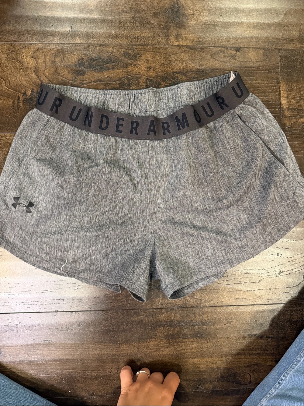 Under Armour Women's Heather Gray Performance Shorts with Branded Waistband